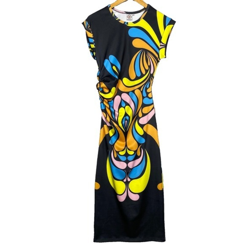 Sheridan French Dress Womens‎ XS Scuba Knit Psychedelic Colorful Print Dopamine